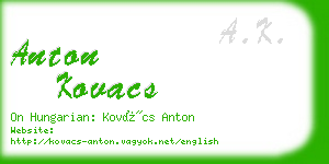anton kovacs business card
